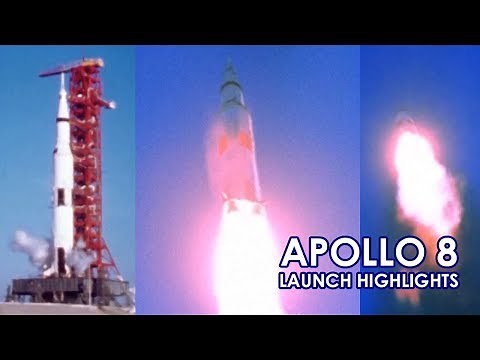 APOLLO 8 - liftoff, stages, tower jettison, window views - [HD 60fps]