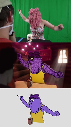 From live action → to 2D → to final frame.
