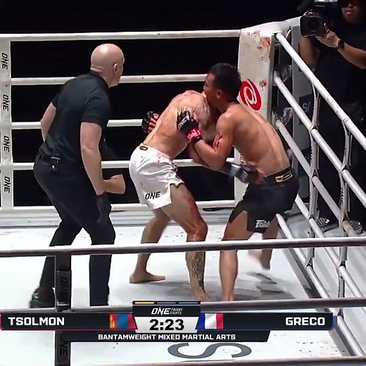 DESTRUCTIVE debut 🧨 Mathieu Greco batters Erdenebayar Tsolmon for a first-round TKO!