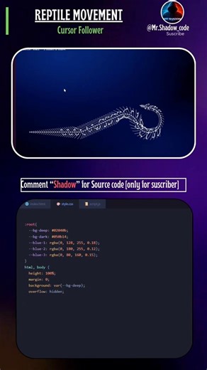 Reptile movement: cursor follower 🐍 #coding #html #css #javascript ‪@Mr.Shadow_code‬
