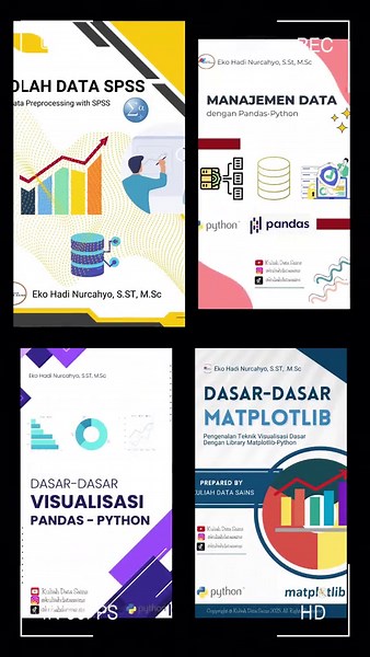 🔥 PAKET BUNDLING BELAJAR DATA SAINS SUPER LENGKAP! (SERIE E-BOOK, LEMBAR KERJA LATIHAN, & BONUS FREE E-BOOK) Dapatkan e-book eksklusif, lembar kerja latihan (LK) yang aplikatif, serta BONUS e-book gratis yang akan terus bertambah dan di-update secara berkala! 📚 Isi materi yang kamu dapatkan: - Materi statistik (dari dasar sampai siap pakai) - Tutorial pengolahan data dengan SPSS - Tutorial pengolahan data dengan Pandas (Python) - Tutorial pembuatan visualisasi data dengan Matplotlib, Pandas - 