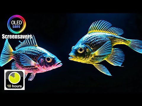 Neon Colored Fish Screensaver - 10 Hours - 4K - OLED Safe