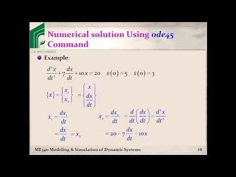 ME 340: Example, Solving ODEs using MATLAB's ode45 command
