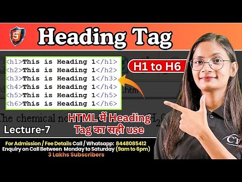 #7 Heading Tag in HTML with Example | Types of Headings in HTML | Computer Tech Academy
