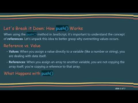 Understanding the push() Method and Array References in JavaScript