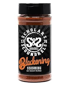 Blackened Seasoning by Scholars & Scoundrels Bar & Grill | Cajun Blackening Seasoning Spice | Gluten Free, No MSG | Seafood, Fish, Salmon, Chicken, Turkey, Shrimp, Wings Seasoning Rub | 10.25oz