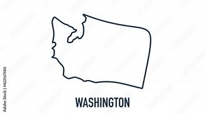 Line animated map showing the state of washington from the united state of america. 2d map of washington.