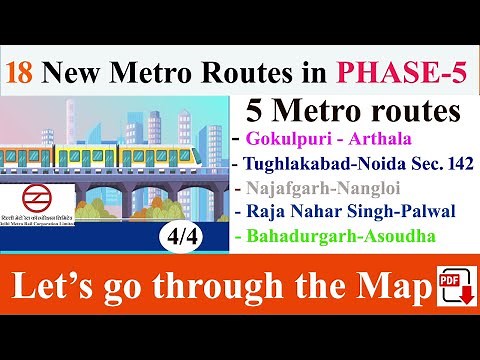 DMRC 5 New Metro Routes Map🔥Nangloi-Najafgarh Asoudha, Palwal, Arthala 🔥Delhi Metro Phase 5🔥DMRC