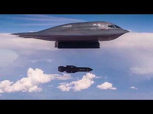 B-2 Stealth Bomber drops two GBU-57A/B Massive Ordnance Penetrator (MOP) bombs
