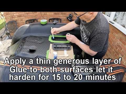 Glueing Twin Force motor mounts on my Float Plus ARC FLOAT TUBE