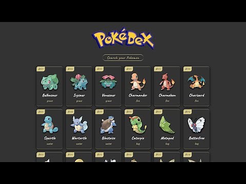 Build your own Pokédex using HTML, CSS and JS with hover effect!