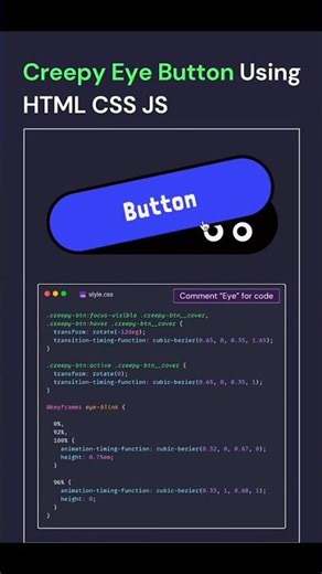 creepy eye button using #html #and #css or #javascript #viralshort #webdevelopment #etc