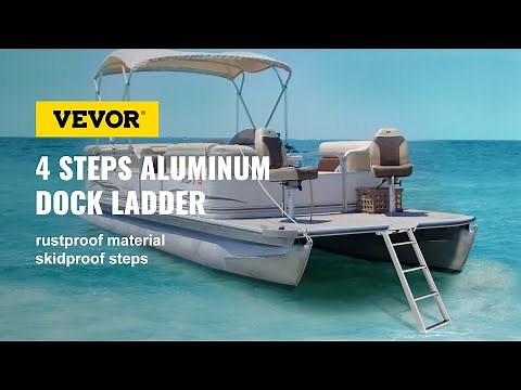 VEVOR Aluminum Dock Ladder Boat Dock Ladder, 4 Steps, Pontoon Boat Ladder, Dock Stairs