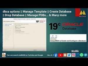 dbca options || Manage Template || Create Database || Drop Database || Manage PDBs & Many more