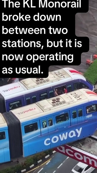 The KL Monorail broke down between two stations, but it is now operating as usual #kl #monorail #malaysia