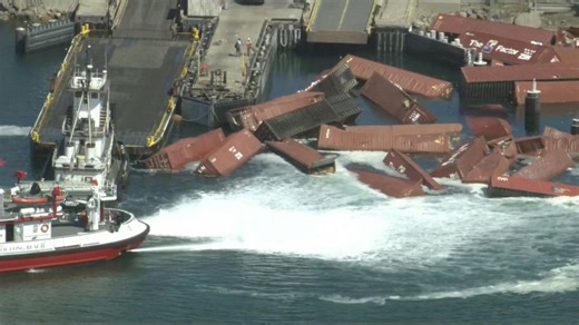 Latest on the shipping containers falling off cargo ship in California