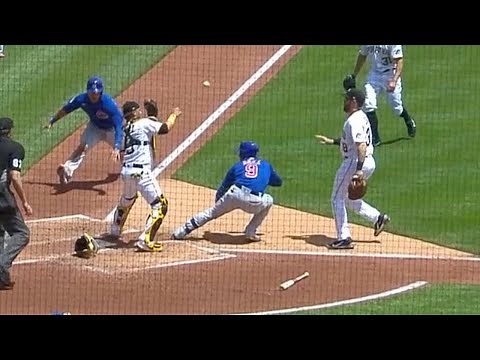 WHAT??? Javy Báez starts pickle running to 1st, gets a run scored, somehow gets to 2nd!