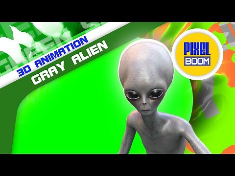 Green Screen Gray Alien 3D Animation - PixelBoom