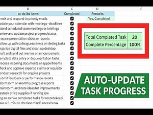 Track Task Progress Automatically in Excel | Checkbox + Completion Percentage!