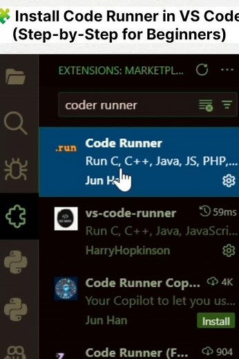 🧩Install Code Runner in VS Code (Step-by-Step for Beginners)🔥 #coding #shortvideo 🔥🔥🔥