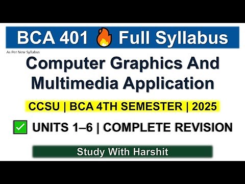 🔥 BCA 401 Full Syllabus | Units 1–6 Computer Graphics & Multimedia Application | CCSU Sem 4 2025