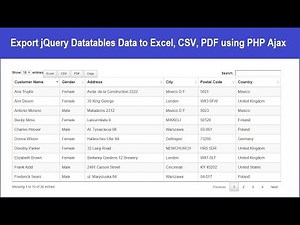 Export jQuery Datatables Data to Excel CSV PDF using PHP Ajax
