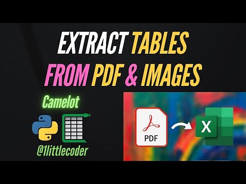 Extract Tables from PDFs & Images - Convert PDF to Excel using Camelot in Python
