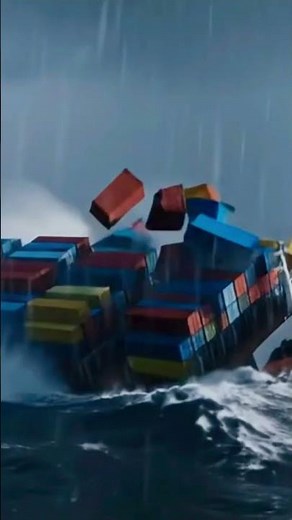 🚢 Containers Fall Off Ship in Massive Storm 🌊 | Shocking Ocean Accident! ⚡ #extremeweather
