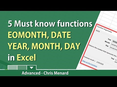 Excel: EOMONTH, DATE, YEAR, MONTH, date functions by Chris Menard