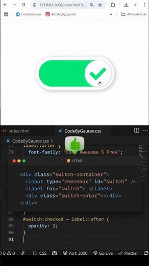 🔘 Simple Toggle Button using HTML, CSS & JS | #webdevelopment #coding #htmlcssjavascript #shorts