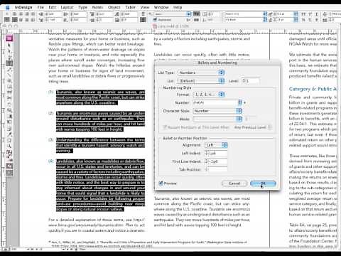InDesign: Numbered Lists