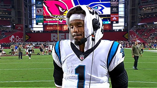 Cam Newton's emotional interview after defeating Cardinals.