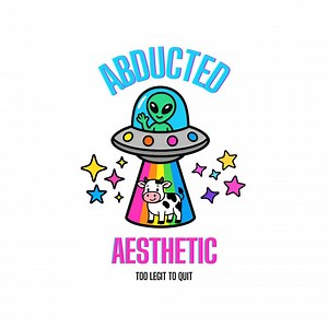 Alien UFO Logo | Neon Cow Abduction Design | Retro Sci-fi Aesthetic Logo for Branding, Stickers & Merch - Etsy