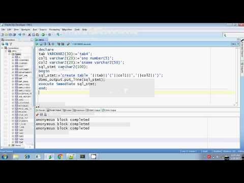 Oracle execute immediate dynamic sql DDL commands Part 1