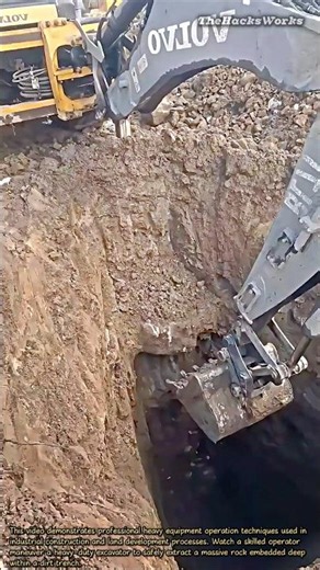 Incredible Excavator Skills Pulling Giant Rock #heavyequipment #machinery #insane #tools #skills