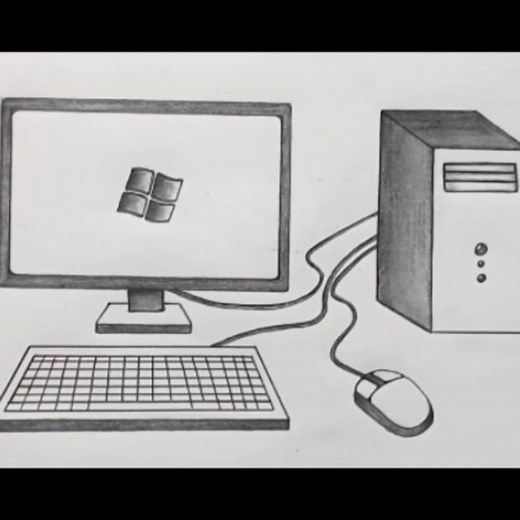 How to Draw Computer | How to Draw Desktop Computer Step by Step #shorts #computer #viral #art
