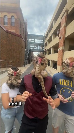 We're wearing the Facehugger mask from the movie Alien #halloweencostumes #halloweenmask #facehugger