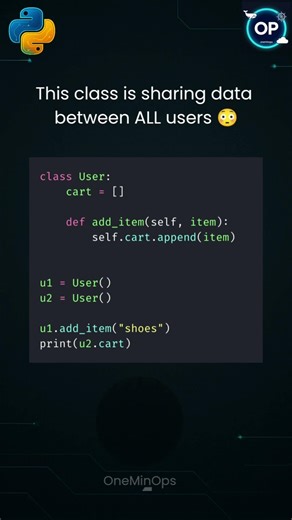 This Python Class Is Secretly Sharing Data 😳 | OOP Trap #python #learnpython