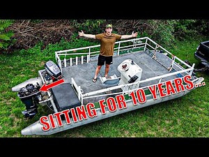 DIRT CHEAP Abandoned Pontoon! Can I get it Running?