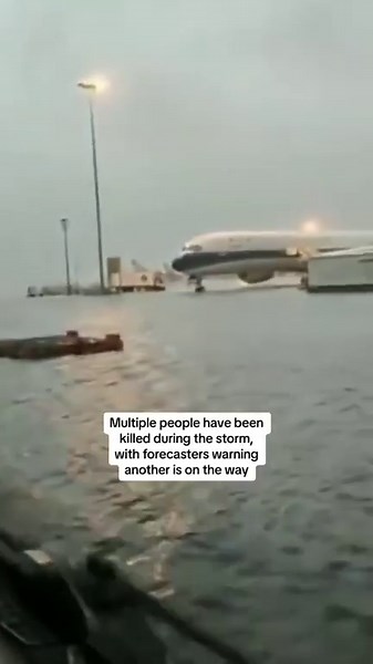 Rains from Typhoon Doksuri caused flooding at Beijing Daxing International Airport on Monday. Chinese-language media reported that flooding led to flight cancellations and delays. 🔗 Tap the link in bio for the latest #China #Typhoon #Flooding #Airport #TyphoonDoksuri #Beijing | Sky News