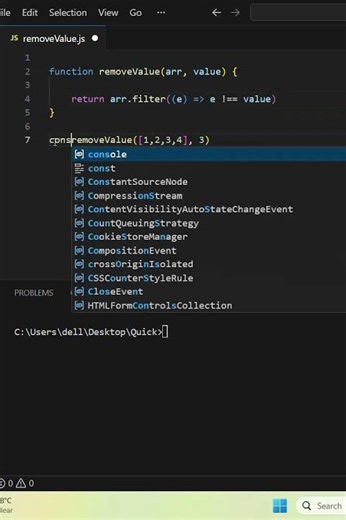 How to Remove a specific value from an array #javascript #coding