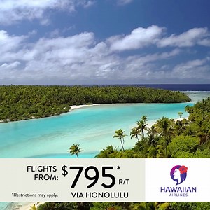 No crowds. Just unspoiled natural beauty and wide open beaches. Flights from $795 R/T via Honolulu with Hawaiian Airlines. | Cook Islands