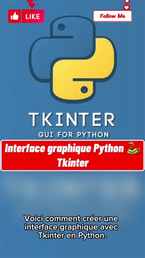 Créer une interface graphique avec Python 🐍🔥 Application simple avec Tkinter. Sauvegarde pour tester. #python #tkinter #programmation #developpeur #application