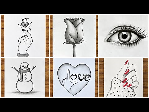 6 Easy drawing ideas for beginners || Easy drawings step by step || Pencil sketch drawing