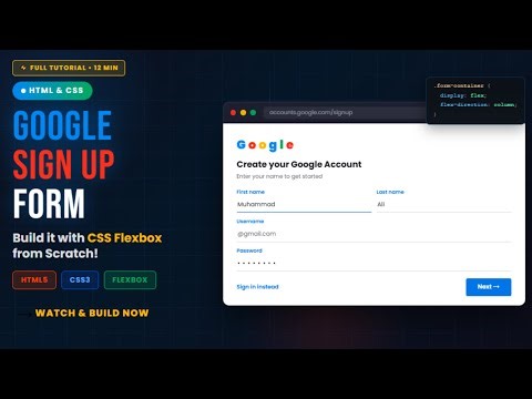 How to Create a Google Sign Up Form in HTML & CSS Using Flexbox