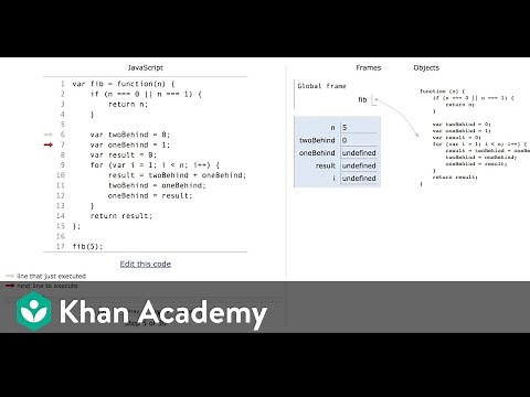 Bottom-up Fibonacci: Visualization of JS code execution