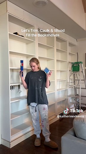 Transforming IKE Billy Bookcases with Trim and Caulk