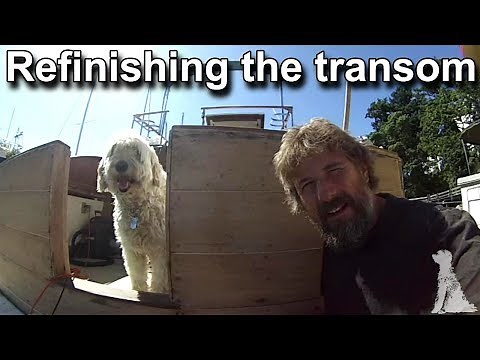 Ep 34 - Refinishing the transom - Wooden boat restoration - Boat refit - Travels With Geordie
