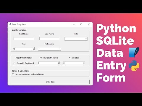 Python SQLite Data Entry Form with Tkinter tutorial for beginners - Python GUI project
