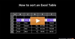 How to sort an Excel Table